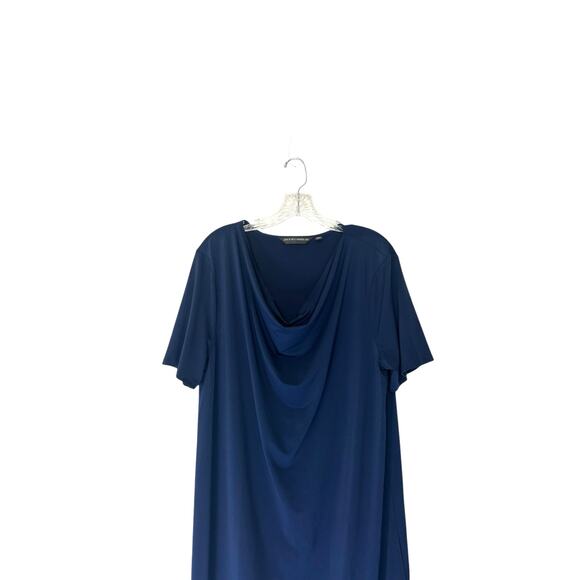 Brooke Shields Timeless Blue Cowl Neck Short Sleeve Office Work Dress Medium - Picture 5 of 11